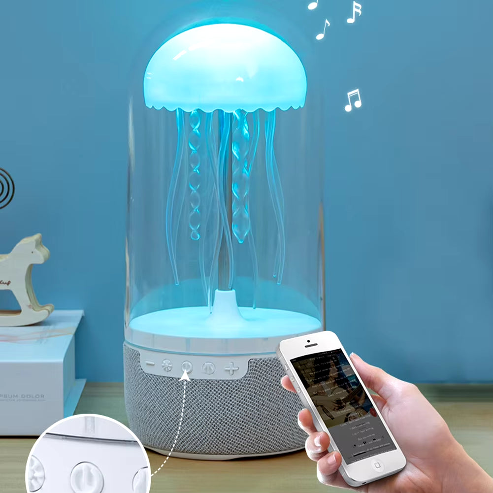 Creative Colorful Jellyfish Lamp with Bluetooth-Compatible Speaker Hifi Stereo Jellyfish Night Light 1800Mah LED Jellyfish Light