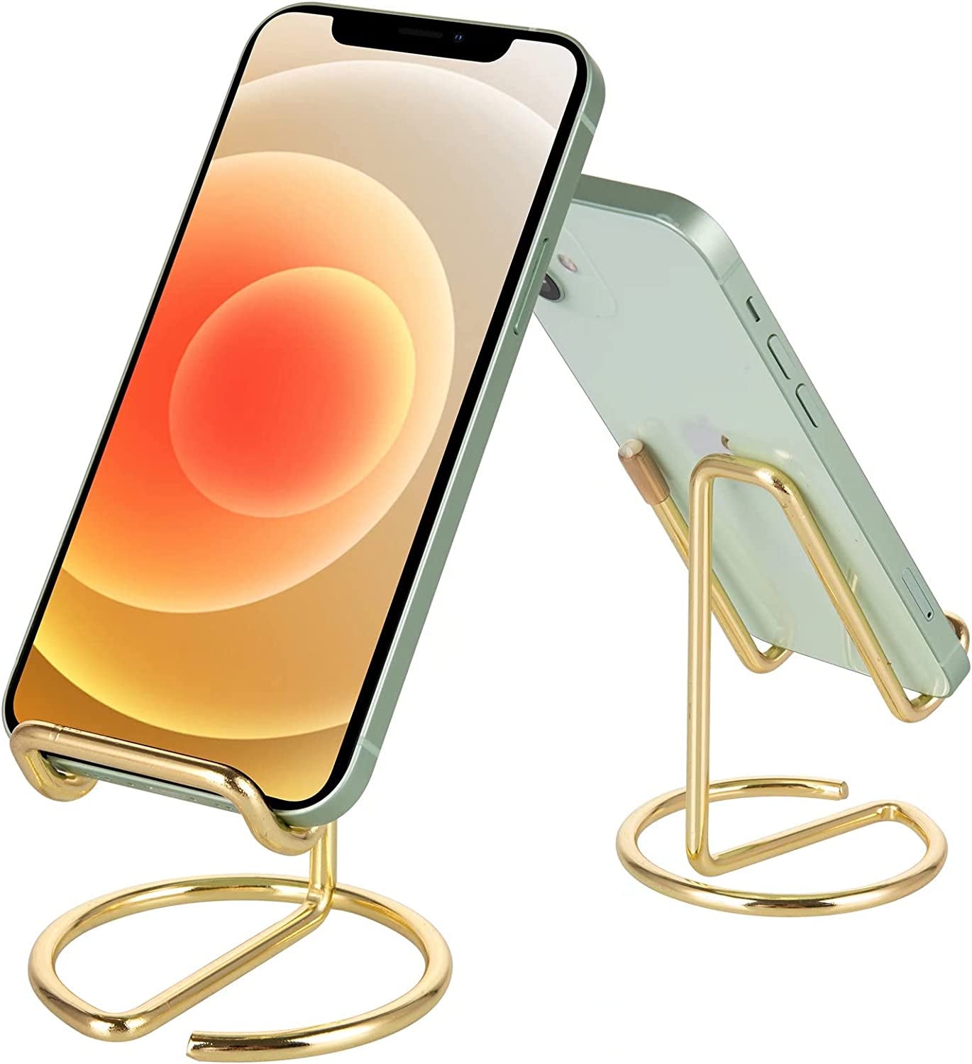 Cell Phone Stand for Desk, Cute Metal Gold Cell Phone Stand Holder Desk Accessories, Compatible with All Mobile Phones, Iphone, Switch, Ipad