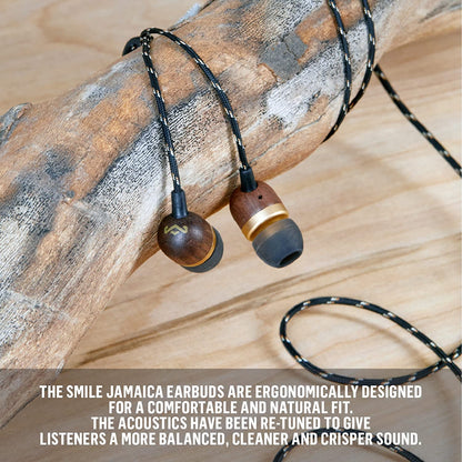 Smile Jamaica: Wired Earphones with Microphone, Noise Isolating Design, and Sustainable Materials, Brass