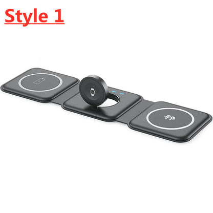 65W 3 in 1 Magnetic Wireless Charger Pad Foldable for Iphone 14 13 12 11 XS X Apple Watch Airpods Fast Charging Dock Station