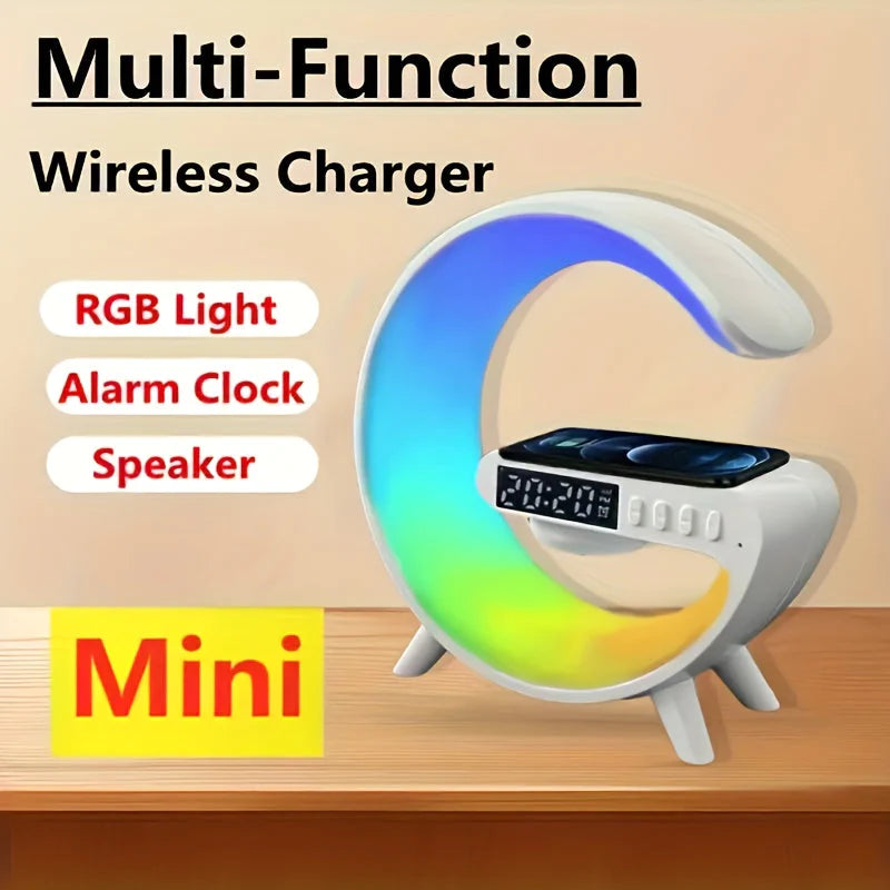 Multi-Functional Mobile Phone Wireless Charger Wireless Music Player Colorful Smart Light Clock Display