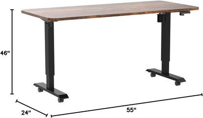 Electric Standing Desk, Height Adjustable Desk 55X 24 Inches, Ergonomic Home Office Sit Stand up Desk with Memory Preset Controller (Black Frame/Rustic Brown Top)